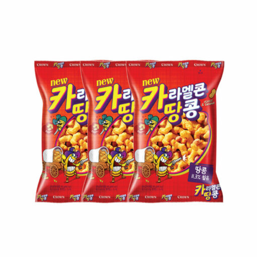 **온라인 단독** CARAMEL CORN & PEANUT 72G X 3FOR<br>크라운) 카라멜콘과 땅콩 72G X 3FOR