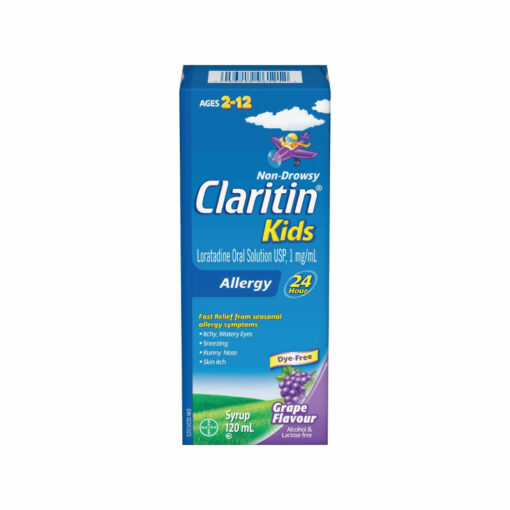 P_CLARITIN Allergy Kids Syrup - Grape Flavour 120ml<br>CLARITIN 알러지 키즈 시럽(포도맛) 120ml