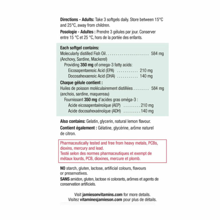 JAMIESON) No Fishy Aftertaste Extra Strength Omega3 Mini, 200 Count