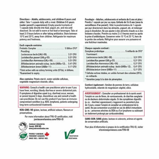 JAMIESON) Probiotic 5 Billion Regular Strength, 60+12 Count<br>자미에슨 50억 유산균 72정 - Image 4