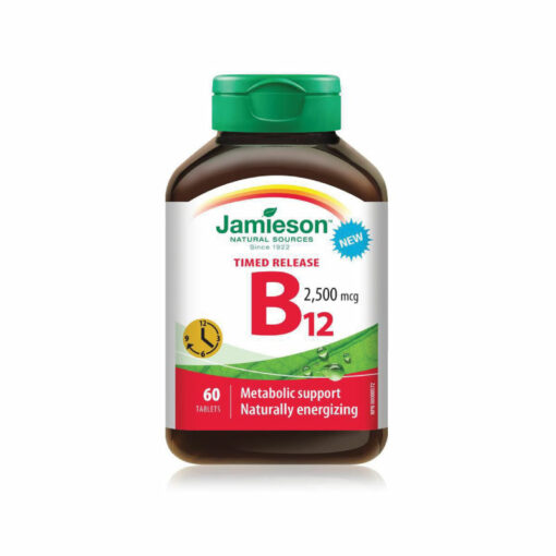 JAMIESON) Timed Release Vitamin B12 - 2500 mcg - 60 Tablets<br>자미에슨 타임 릴리즈 비타민 B12 - 2500mcg, 60정