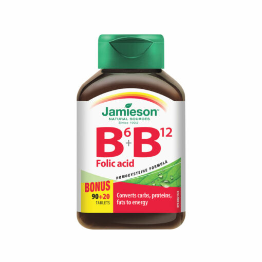 JAMIESON) Vitamin B6 + B12 and Folic Acid 90+20 caplets자미에슨 비타민 B6 + B12 and 엽산 90+20정