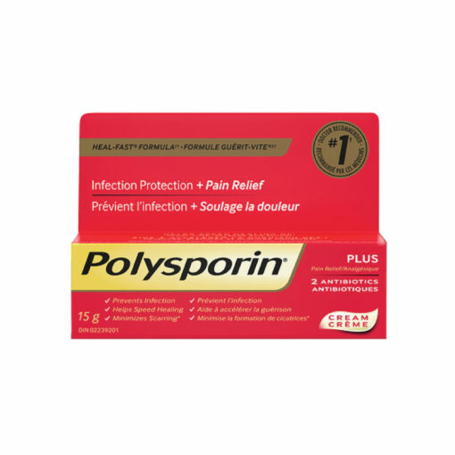 Polysporin Plus Pain Relief Antibiotic Cream, 15g<BR>폴리스포린 플러스 통증 완화 항생제 크림 15g