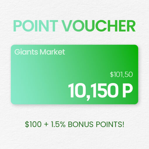 GIANTSMARKET POINT VOUCHER $100+1.5% + Free Delivery Coupon 2EA<br>자이언츠마켓 온라인 상품권 $100 + 1.5% + 무료배송 쿠폰 2개