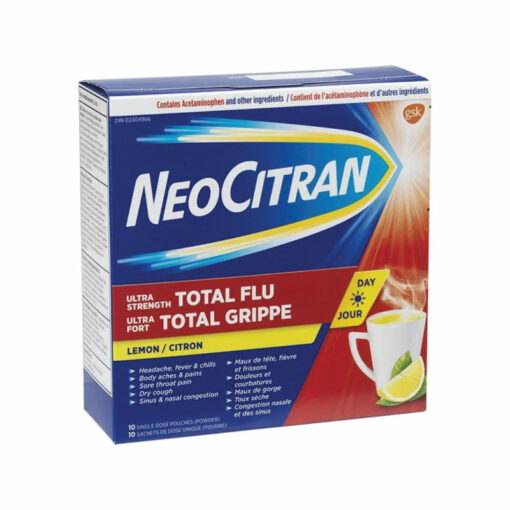 NeoCitran Extra Strength Total Flu DAY Lemon Flavour (10 count)<br>감기 증세 10 count